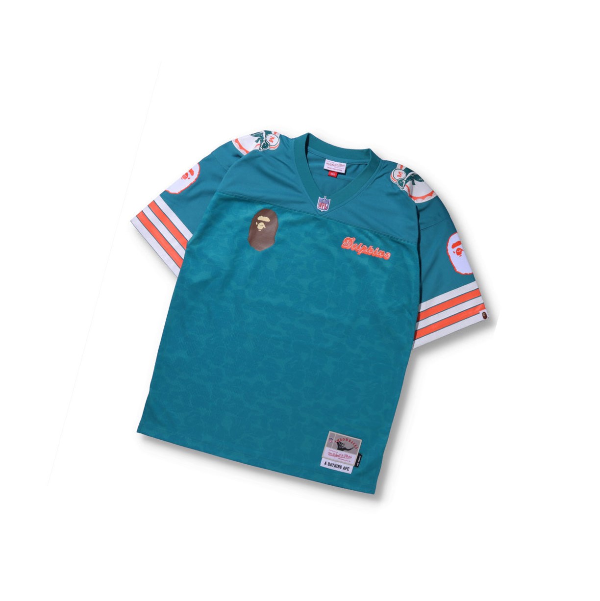 T Chemises A BATHING APE Bape X M&n Nfl Miami Dolphins Legacy Jersey Corta Sleeve Menthe Homme France | UKN-08578246