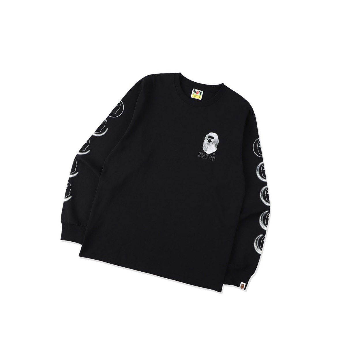 T Chemises A BATHING APE Bape Ape Head Moon Long Sleeve Tee Long Sleeve Noir Homme France | MJB-10803688