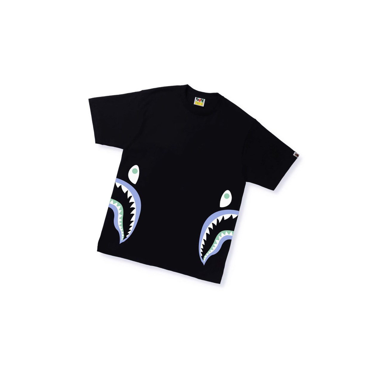 T Chemises A BATHING APE Bape Text Code Camo Side Shark Tee Corta Sleeve Noir Homme France | MEL-35072570