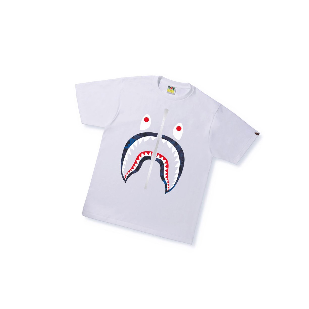 T Chemises A BATHING APE Bape Sand Camo Shark Tee Corta Sleeve Blanche Homme France | RAE-81171091