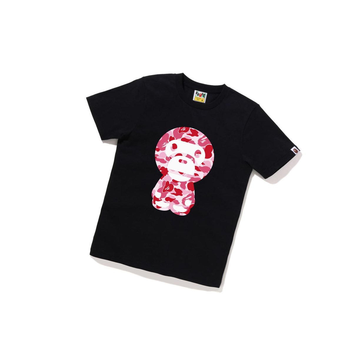 T Chemises A BATHING APE Bape Abc Camo Big Baby Milo Tee Corta Sleeve Noir Femme France | GQS-06730604