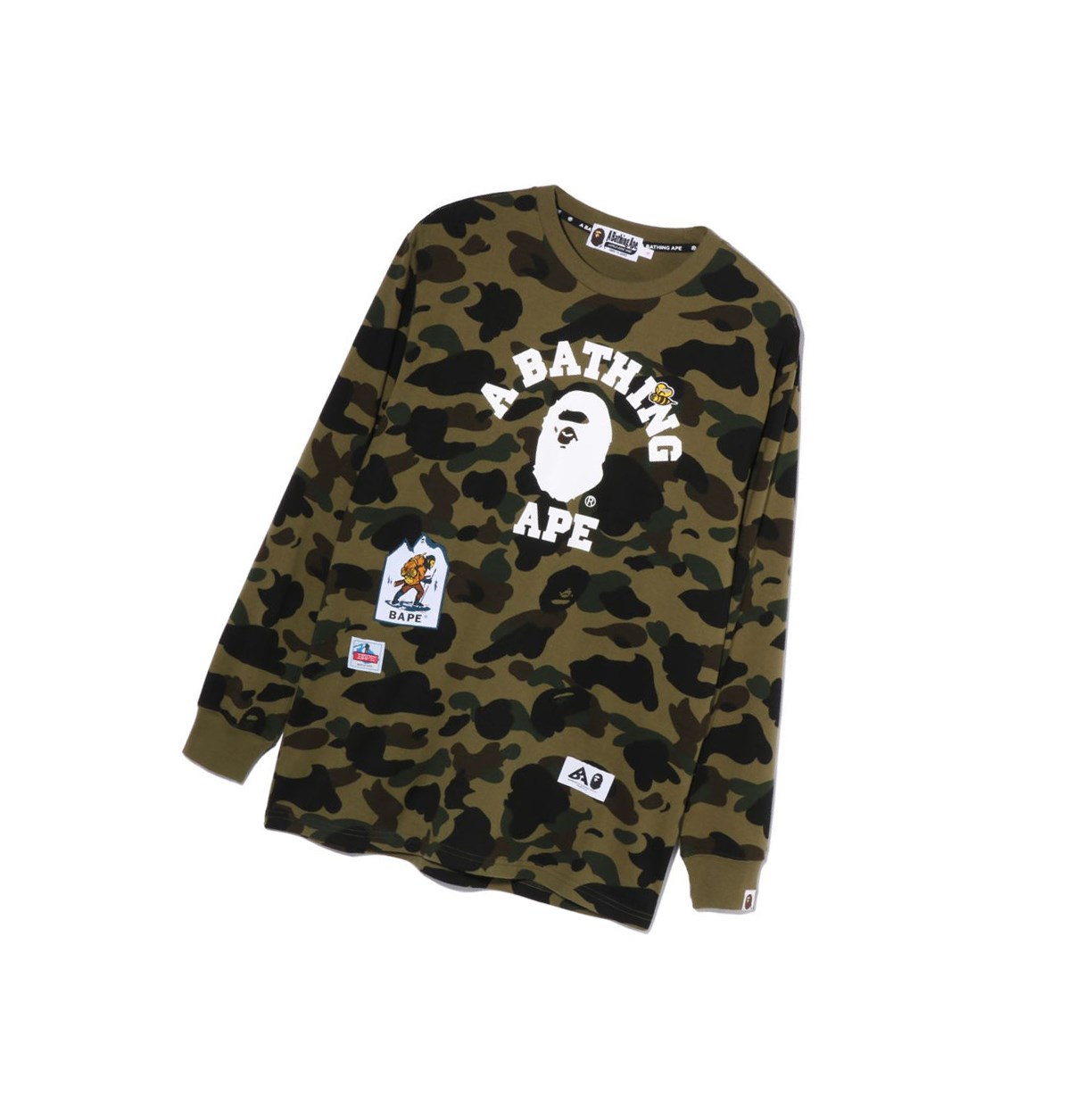 T Chemises A BATHING APE Bape Multi Label 1st Camo L/S Tee Long Sleeve Vert Femme France | FQQ-97535097