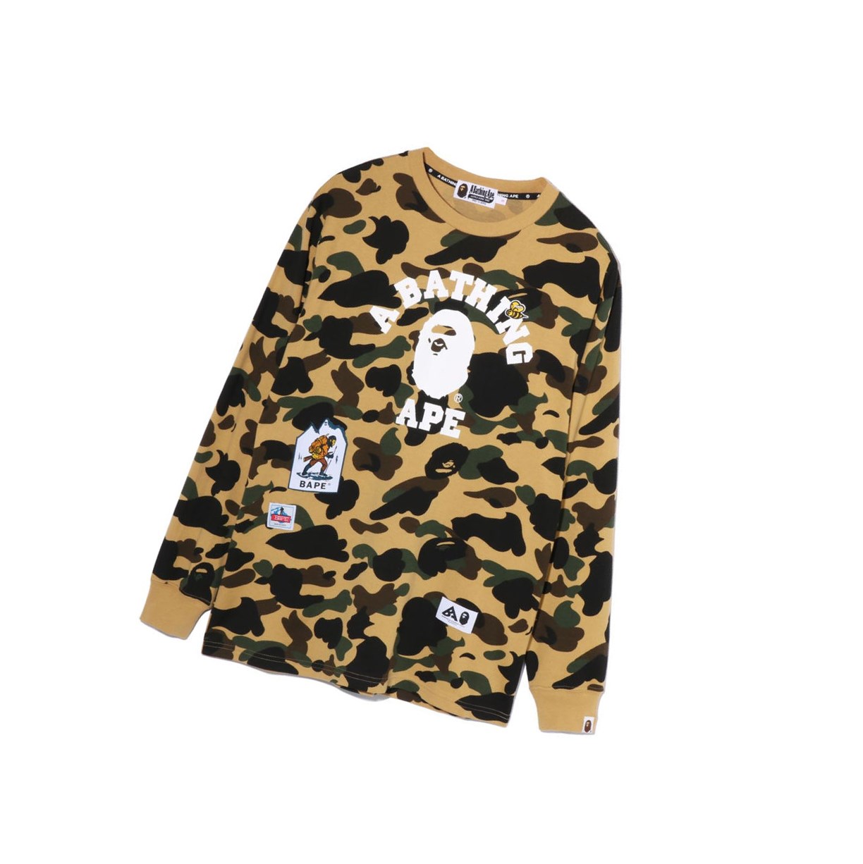 T Chemises A BATHING APE Bape Multi Label 1st Camo L/S Tee Long Sleeve Jaune Femme France | DDQ-06594002