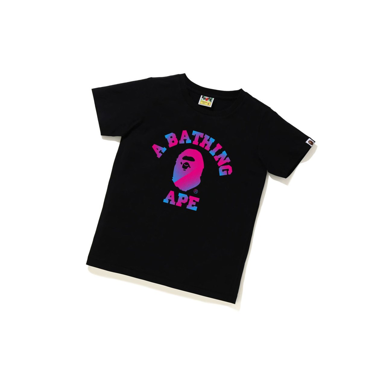 T Chemises A BATHING APE Bape Halftone Dot College Tee Corta Sleeve Noir Femme France | IDZ-71421045