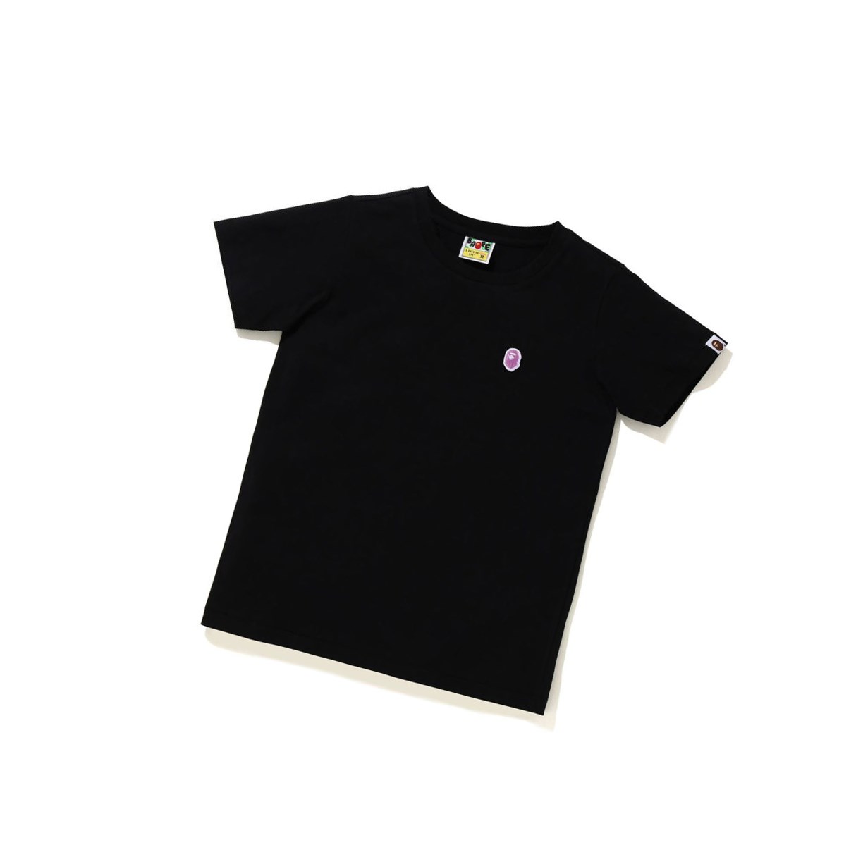 T Chemises A BATHING APE Bape Ape Head One Point Tee Corta Sleeve Noir Femme France | BVL-32717807