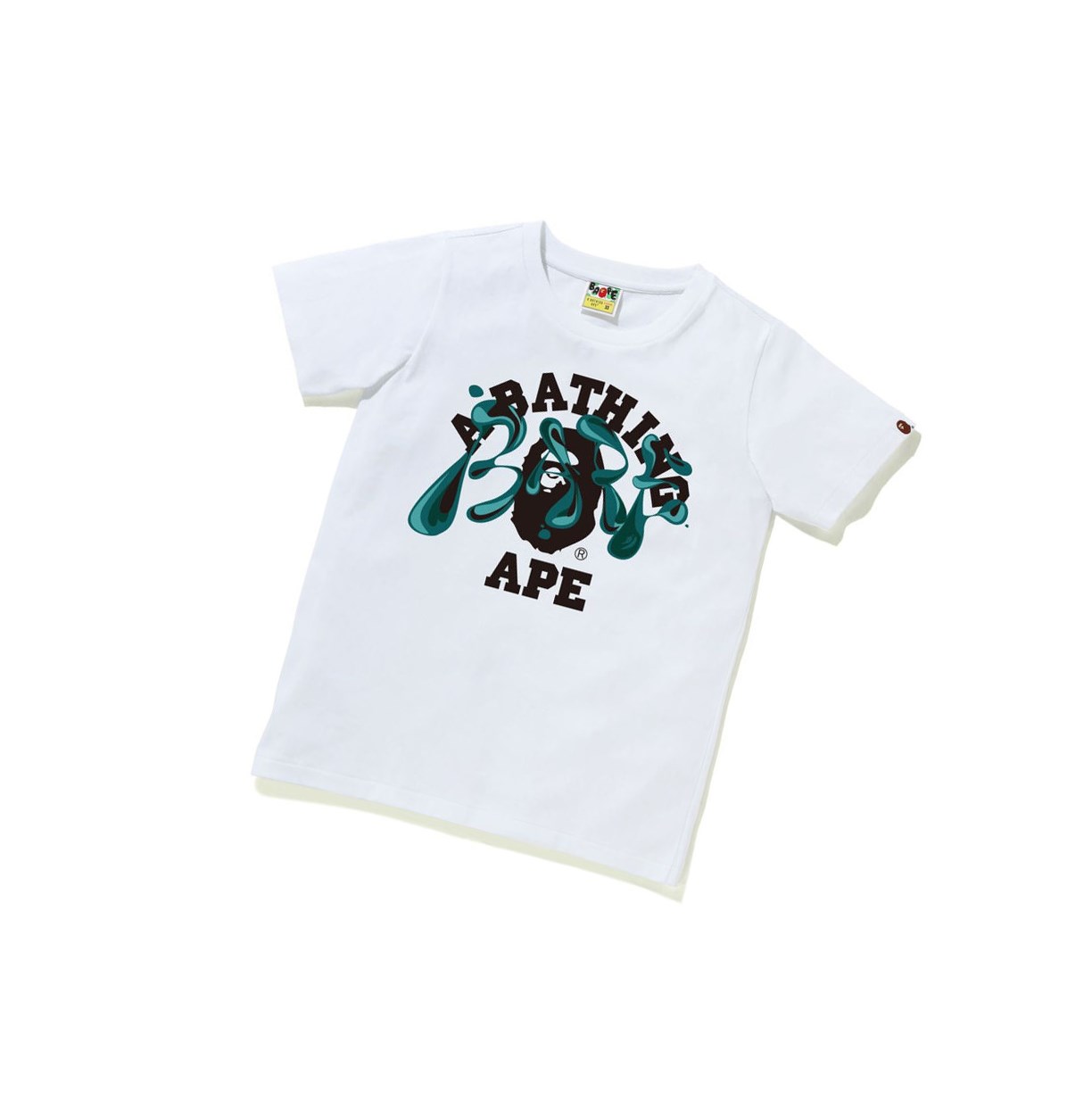 T Chemises A BATHING APE Bape Marble Camo Liquid College Tee Corta Sleeve Blanche Femme France | NEZ-85793031