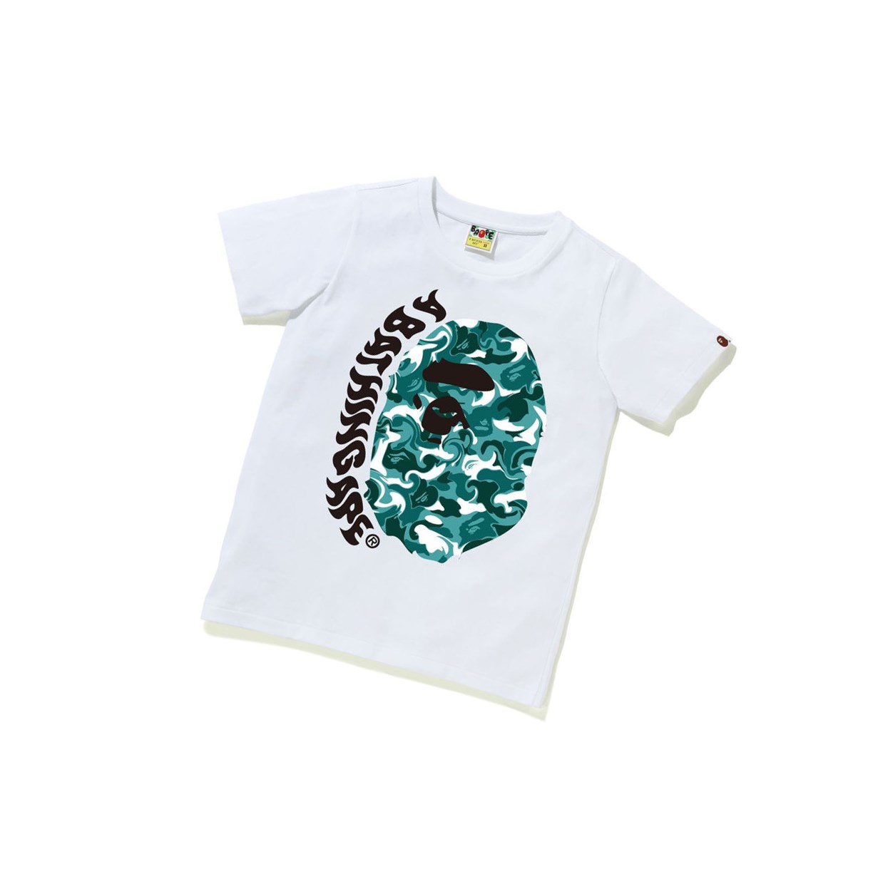 T Chemises A BATHING APE Bape Marble Camo Ape Head Tee Corta Sleeve Blanche Femme France | QMW-68837957