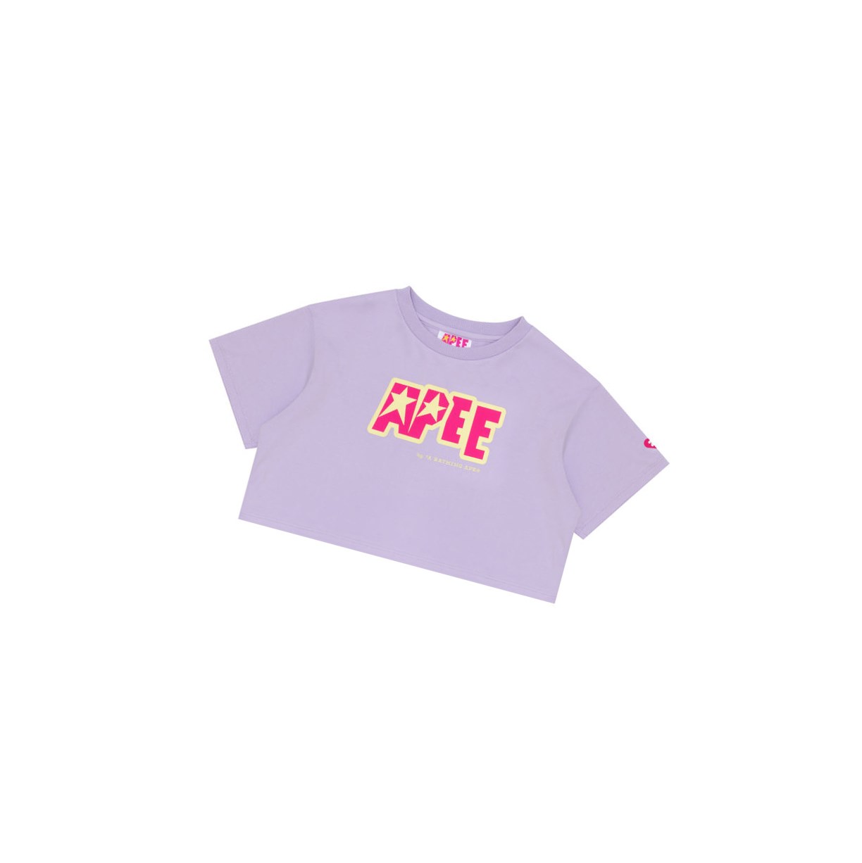 T Chemises A BATHING APE Bape Double Logo Cropped Tee Corta Sleeve Pastel Lilac Femme France | RPC-40114443