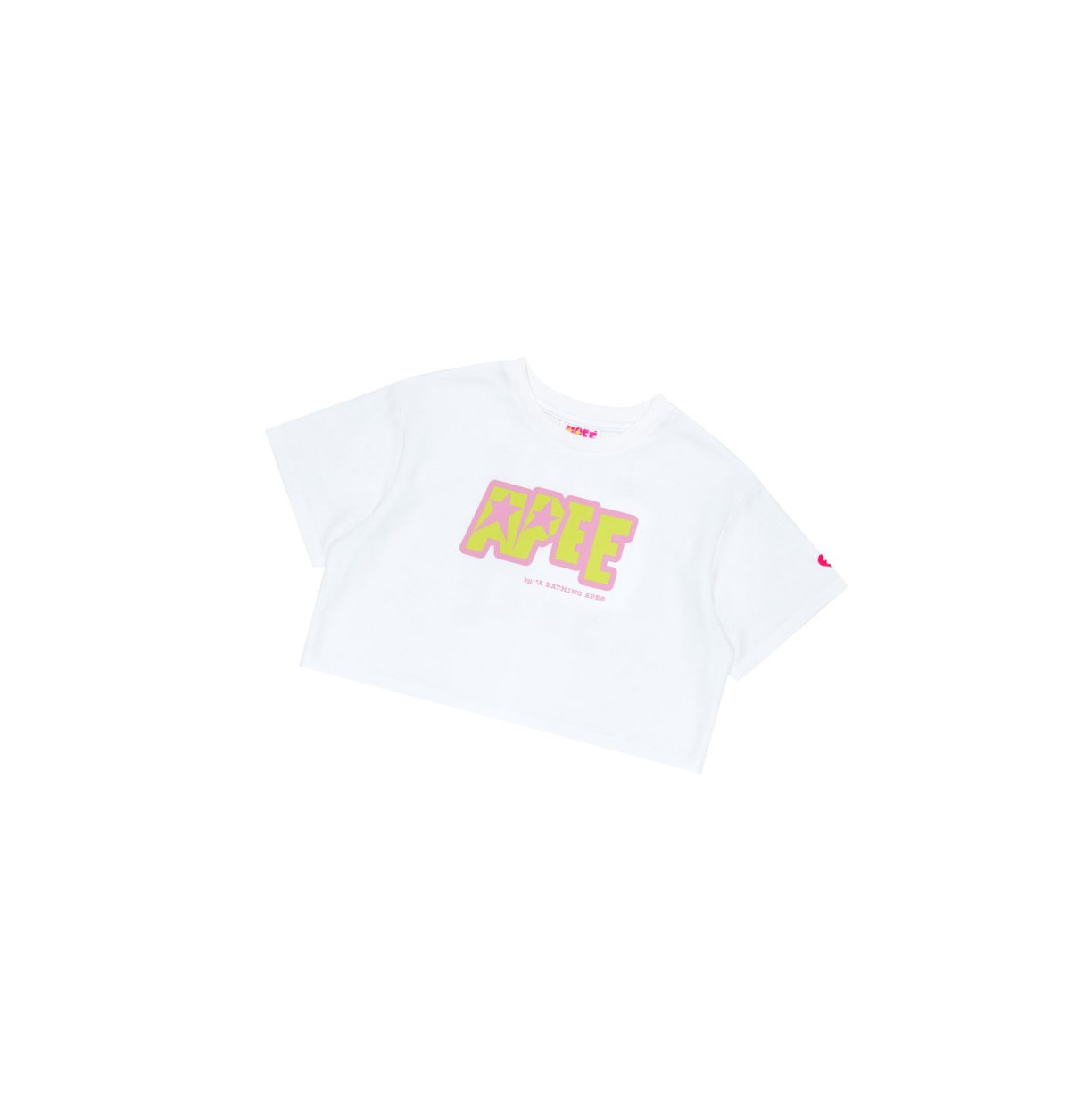 T Chemises A BATHING APE Bape Double Logo Cropped Tee Corta Sleeve Blanche Femme France | NEX-71631223