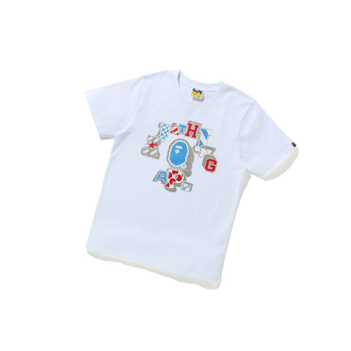 T Chemises A BATHING APE Bape Mix Patched College Tee Corta Sleeve Blanche Femme France | XQY-31939909