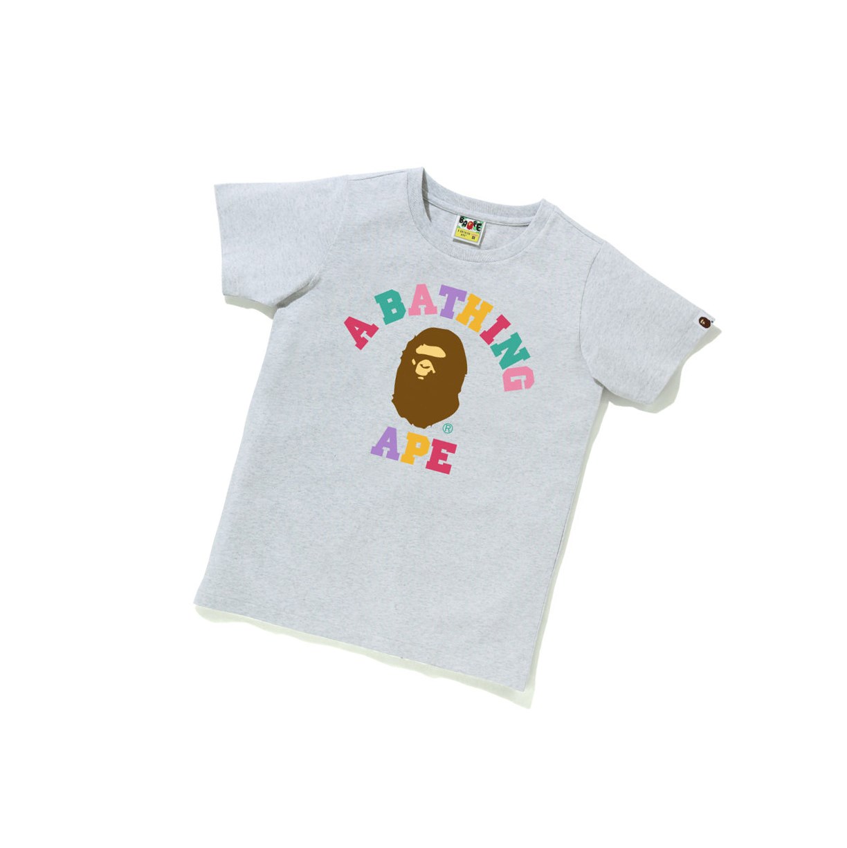 T Chemises A BATHING APE Bape Colors College Tee Corta Sleeve Grise Femme France | OVQ-83648269