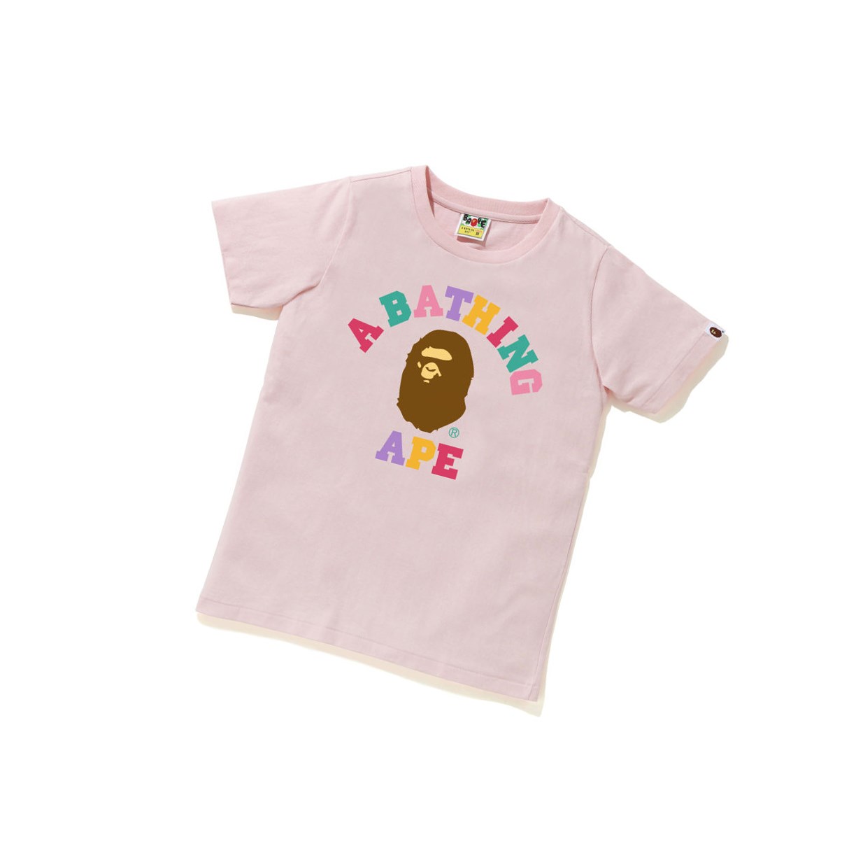 T Chemises A BATHING APE Bape Colors College Tee Corta Sleeve Rose Femme France | KRM-94156290