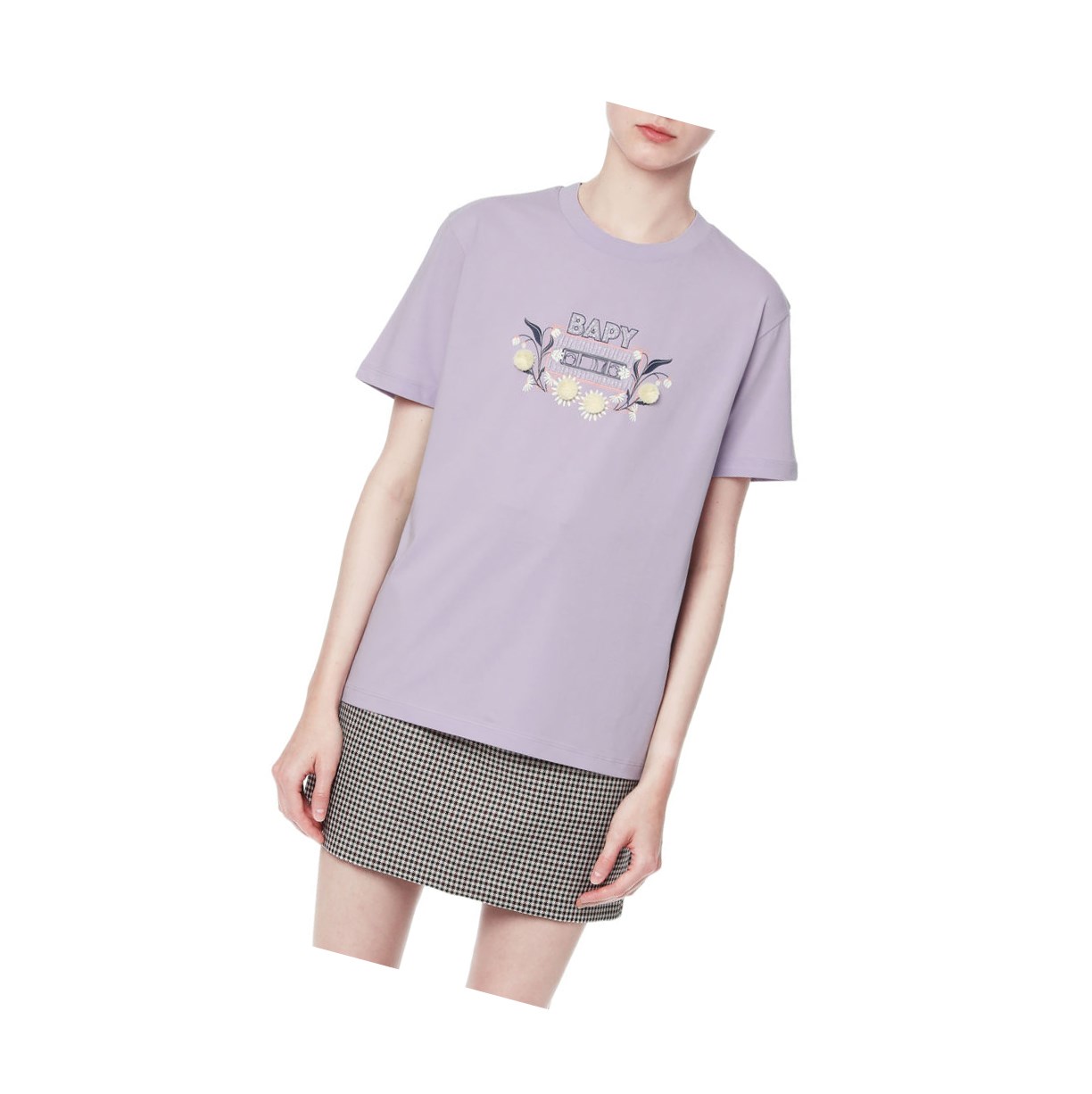 T Chemises A BATHING APE Bape Embellished Tee Corta Sleeve Pastel Lilac Femme France | YWR-63911648