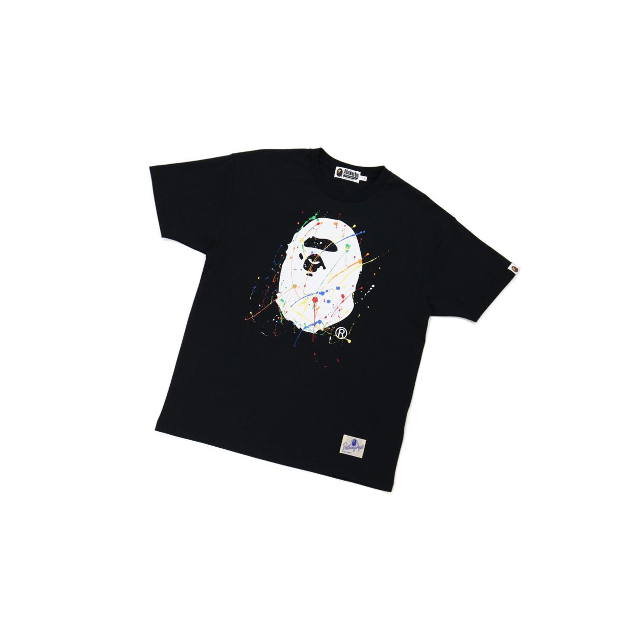 T Chemises A BATHING APE Bape Paint Splatter Ape Head Tee Corta Sleeve Noir Femme France | RKD-31529641