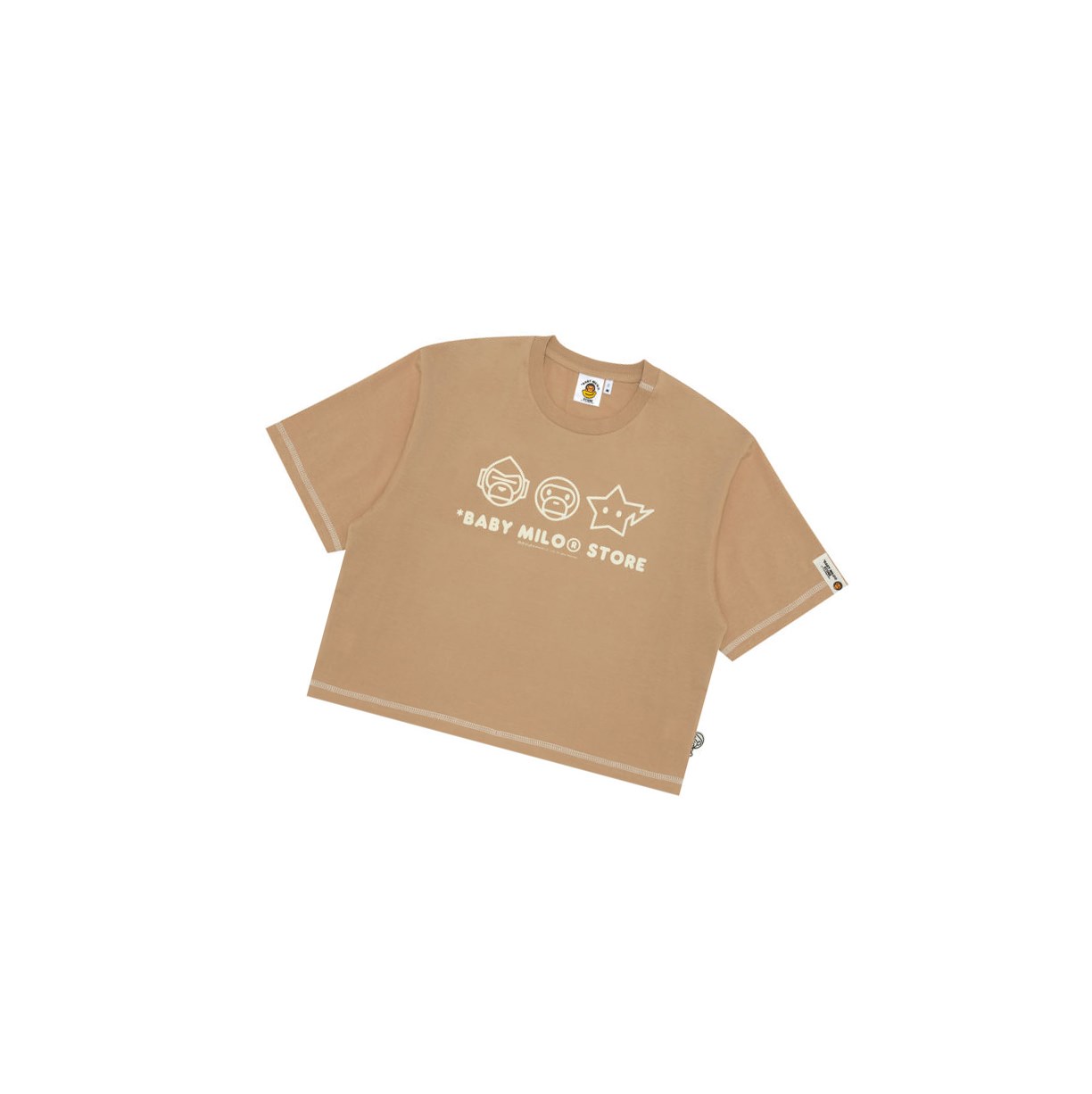 T Chemises A BATHING APE Bape Logo Crop Fit Tee Corta Sleeve Beige Femme France | PTT-50138348