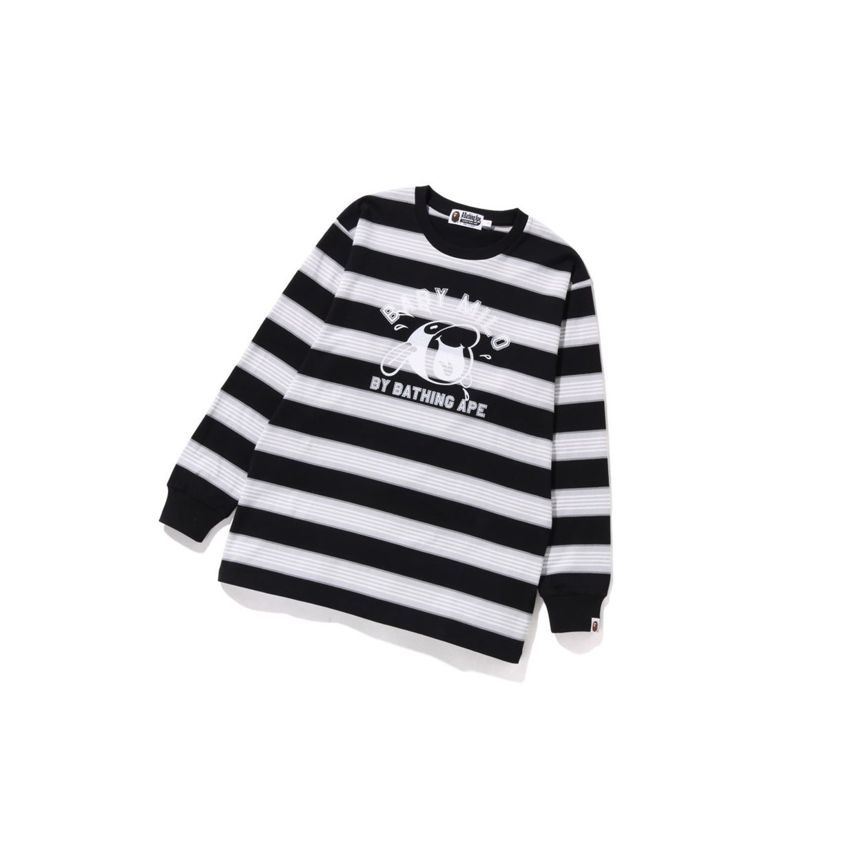 T Chemises A BATHING APE Bape Baby Milo Hoop Tee Long Sleeve Noir Femme France | NWV-17908354