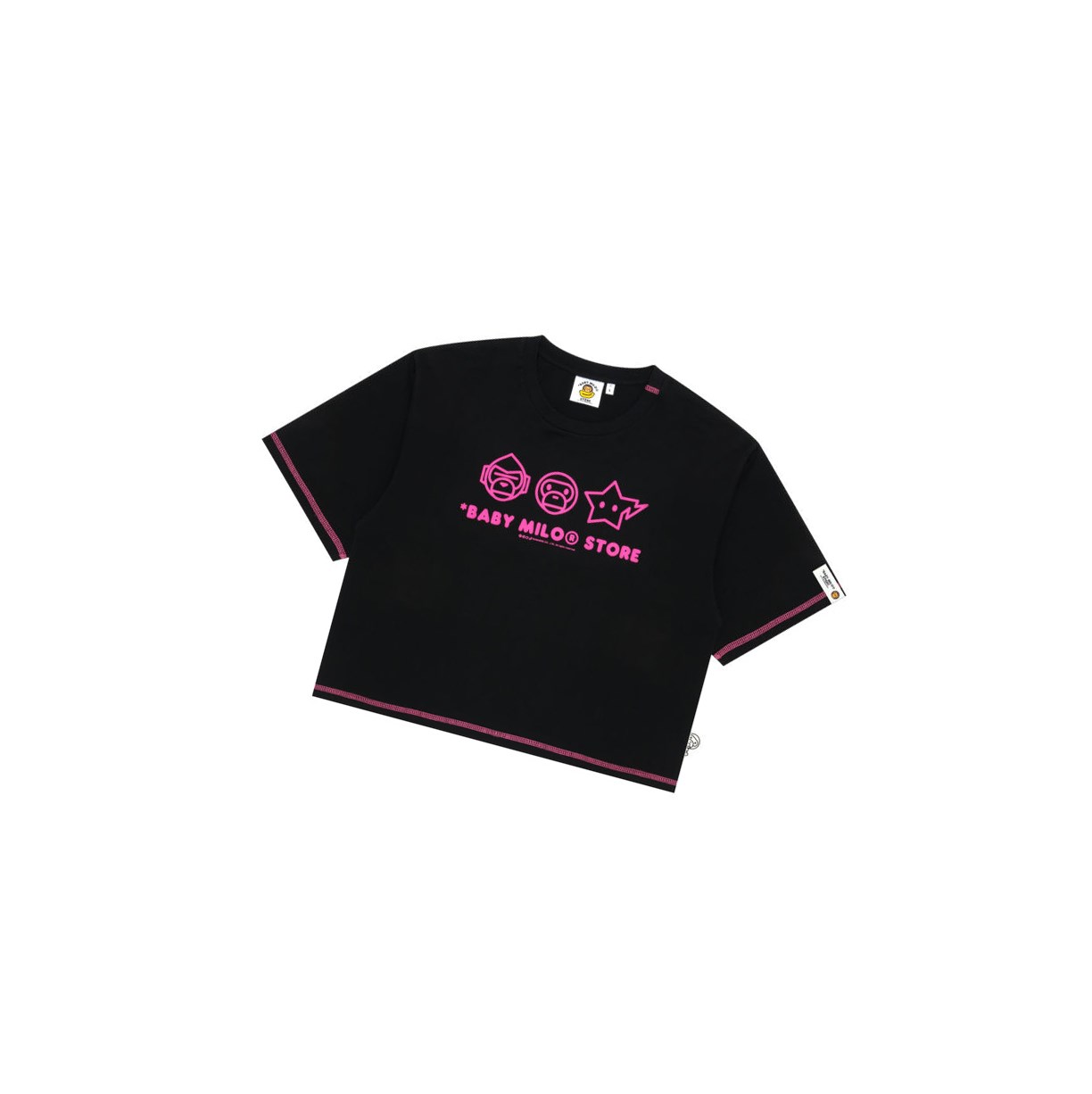 T Chemises A BATHING APE Bape Logo Crop Fit Tee Corta Sleeve Noir Femme France | KZV-73463038